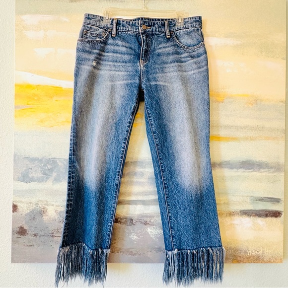 Anthro Pilcro Fringe Ankle Jeans 29 - Picture 2 of 16